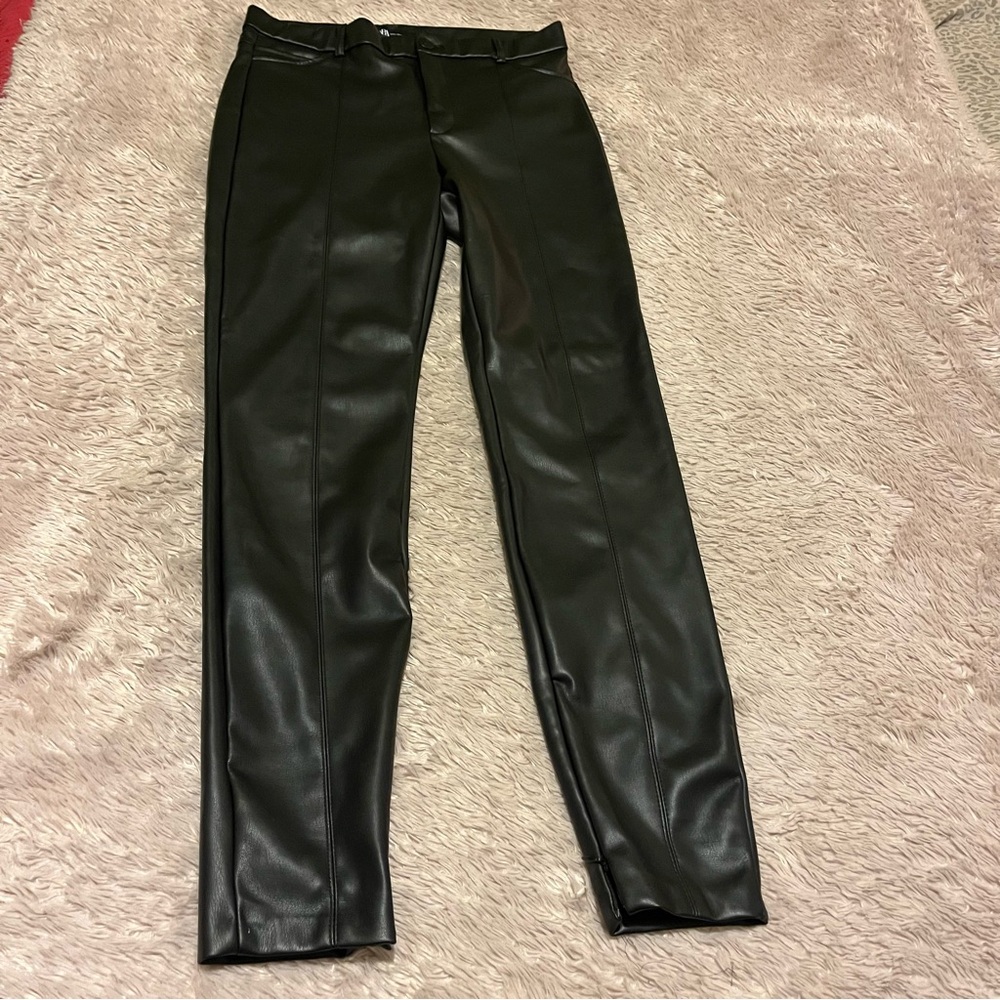 ZARA Black Faux Leather Pants Ankle Zip Large